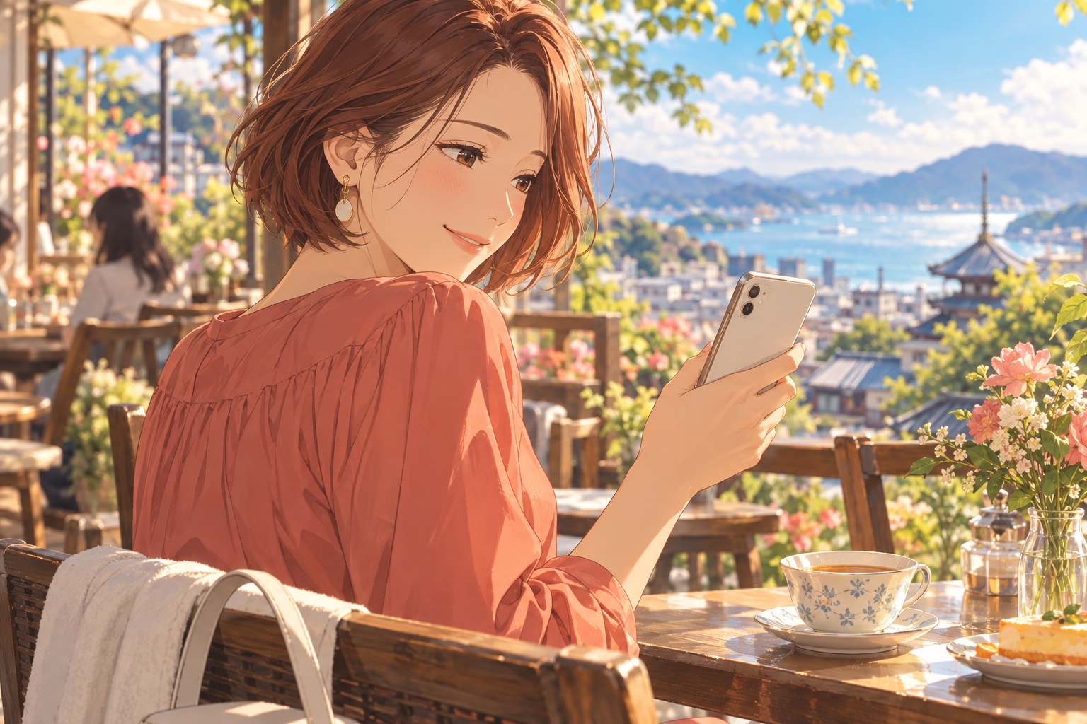 スマホに毎日の気づきを残す女性
